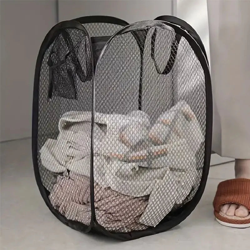 Cesta de lavandería plegable de malla, cesto para la colada, cesta de almacenamiento de ropa sucia plegable, cesta de almacenamiento de gran capacidad.