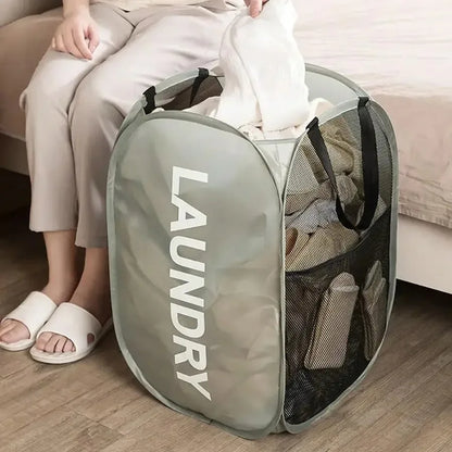 Cesta de lavandería plegable de malla, cesto para la colada, cesta de almacenamiento de ropa sucia plegable, cesta de almacenamiento de gran capacidad.